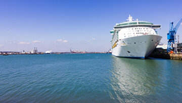 Independence of the Seas cruise ship leaving Southampton docks.